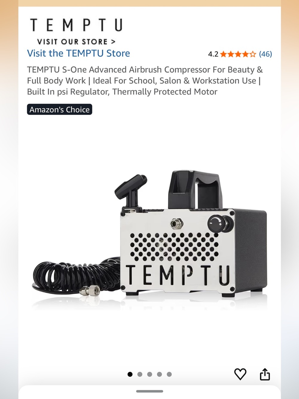 TEMPTU S-One Advanced Airbrush Compressor For Beauty & Full Body Work NEW